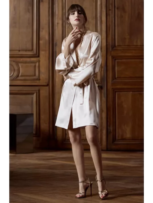 Marjolaine Silk Dressing gown sand TRACY Marjolaine Silk Dressing gown sand TRACY