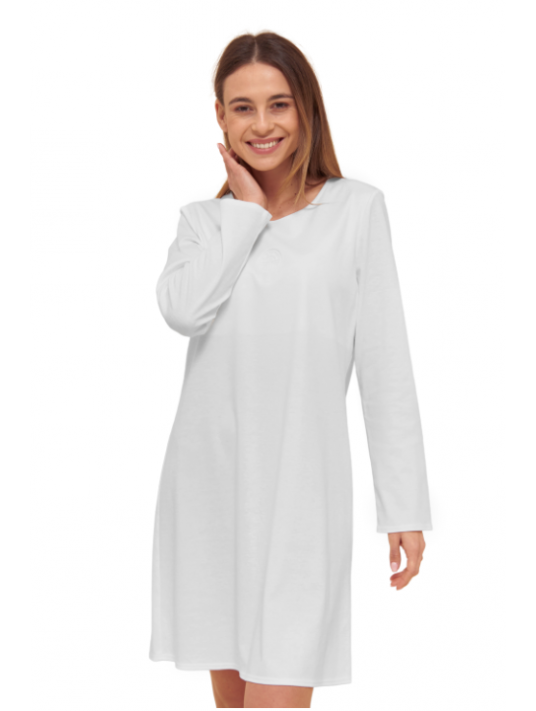 Demegimi Chemise De Nuit Femme Coton Manches Longues - Robe De Nuit Grande Taille Hiver, Col Rond Boutons, Coupe Ample Confortable
