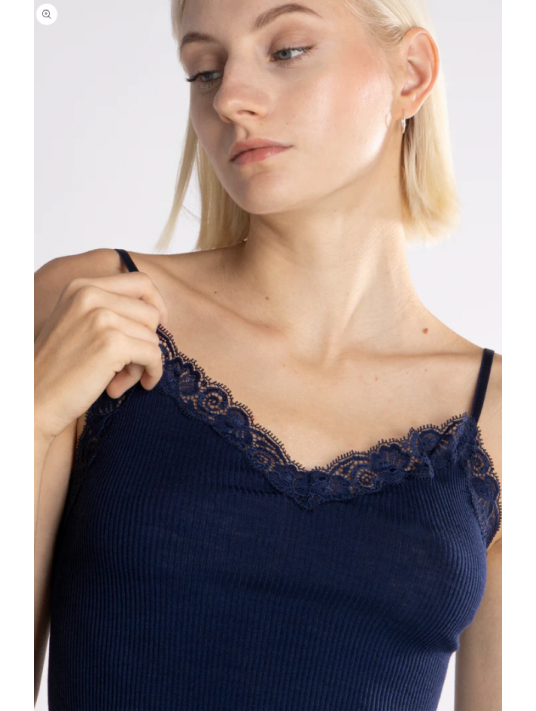 Oscalito Spaghetti top blue WOOLEN SILK