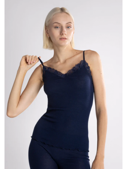 Oscalito Spaghetti top blue WOOLEN SILK