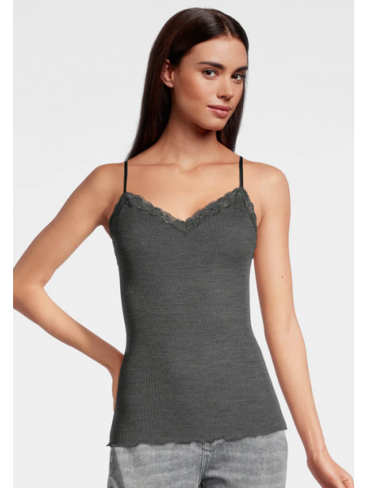 Spaghetti top grey WOOLEN SILK oscalito