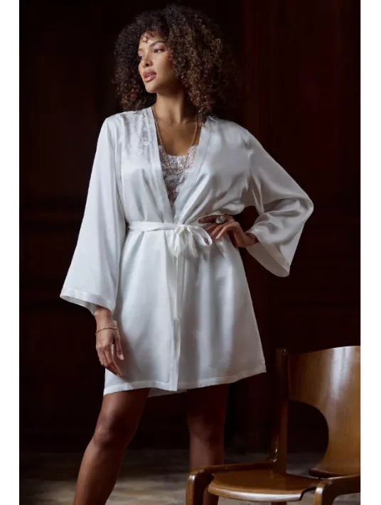 Marjolaine Short silk dressing gown BACCARAT Marjolaine Short silk dressing gown BACCARAT