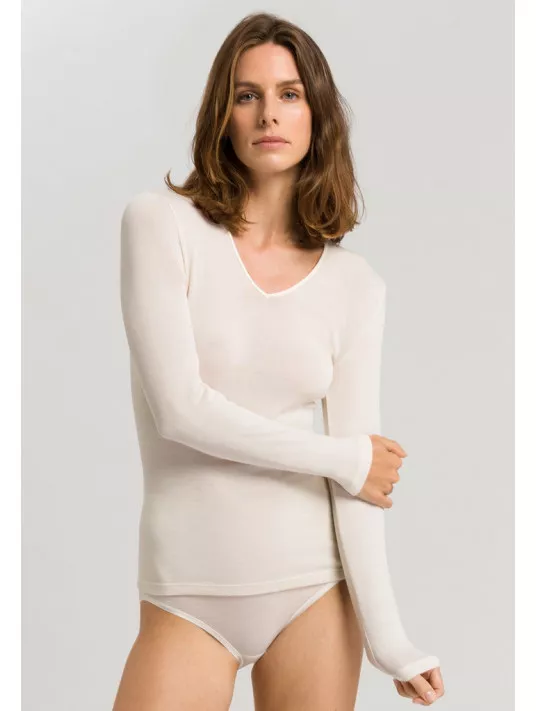 Hanro Long-sleeved T-shirt cream WOOLEN SILK Hanro Long-sleeved T-shirt cream WOOLEN SILK