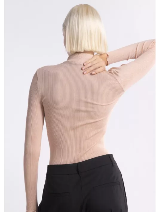 Oscalito Pull col montant nude LAINE ET SOIE Oscalito Pull col montant nude LAINE ET SOIE