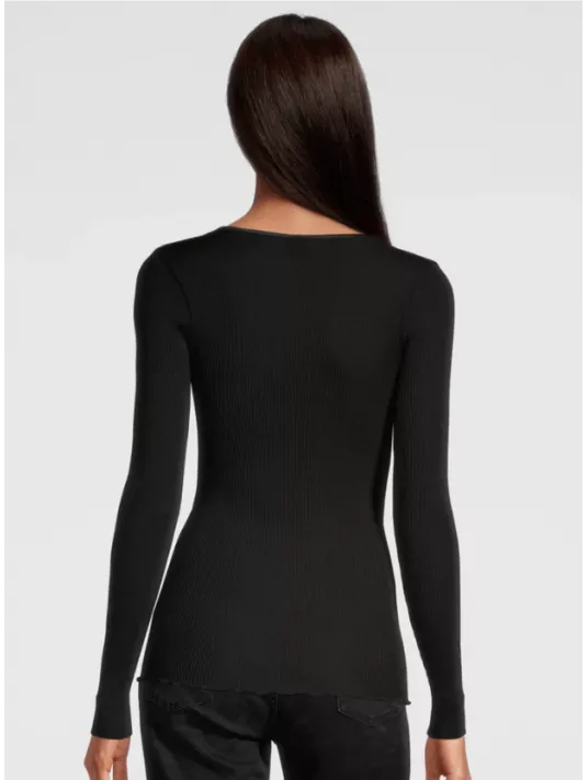 Oscalito Long-sleeved top black WOOLEN SILK Oscalito Long-sleeved top black WOOLEN SILK