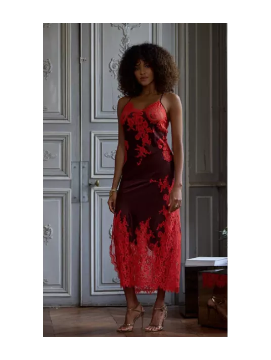 Marjolaine Long lace nightie ébène VENUS Marjolaine Long lace nightie ébène VENUS