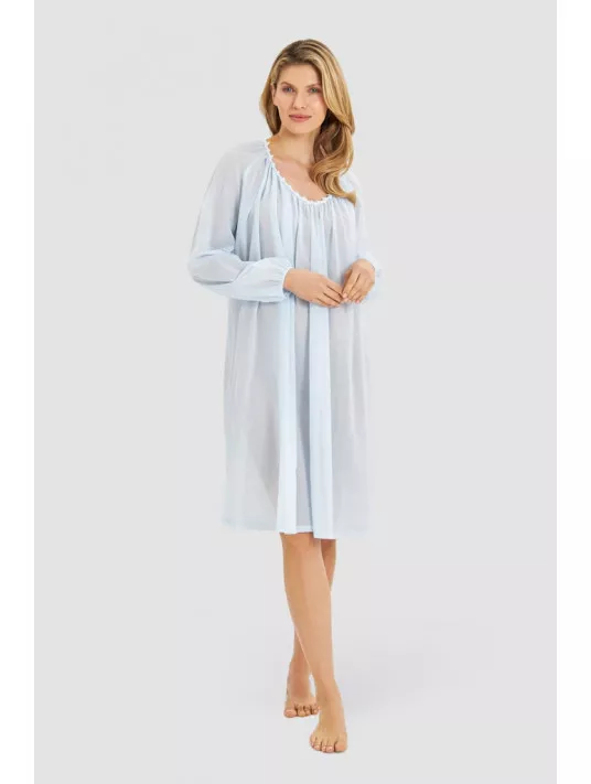 Feraud Chemise de nuit bleu voile COTON Feraud Chemise de nuit bleu voile COTON