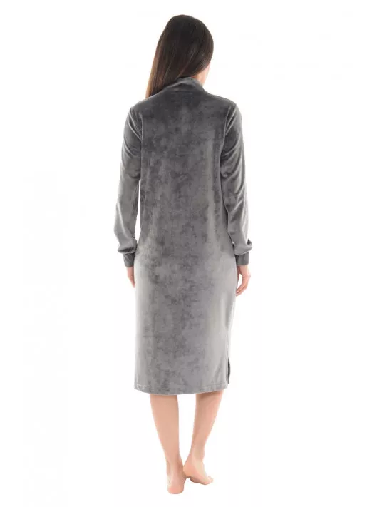 Pilus Robe d'intérieur velours gris ILIANE Pilus Robe d'intérieur velours gris ILIANE