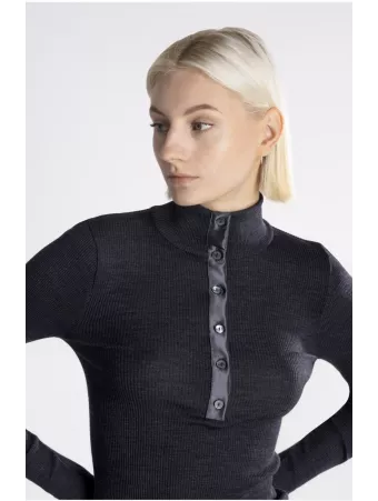 Oscalito Pull fin col montant noir LAINE ET SOIE