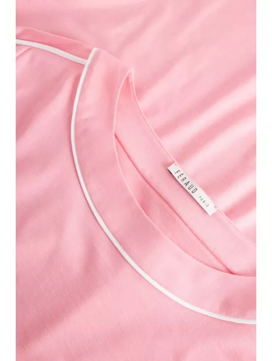 Feraud Chemise de nuit rose à manches longues COTON Feraud Chemise de nuit rose à manches longues COTON