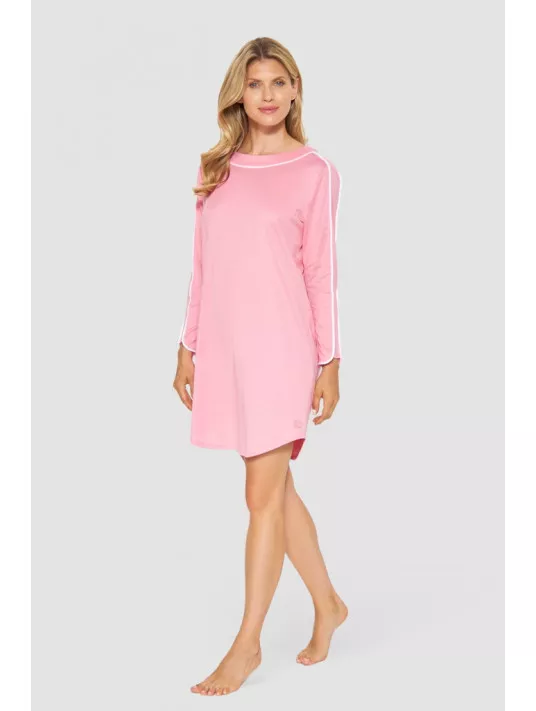 Feraud Chemise de nuit rose à manches longues COTON Feraud Chemise de nuit rose à manches longues COTON