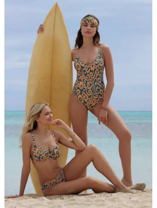 Antigel Fitting cup bra LA BALINAISE green orange ikat Antigel Fitting cup bra LA BALINAISE green orange ikat
