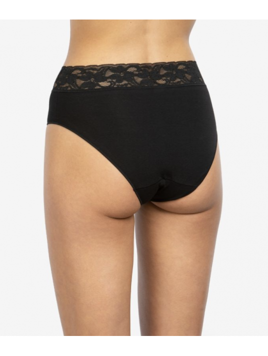 AVET Culotte en coton noir dentelle