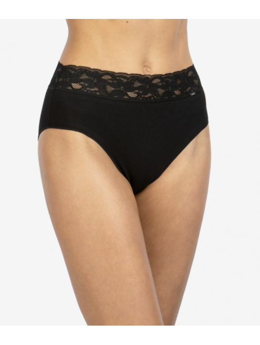 AVET Culotte en coton noir dentelle