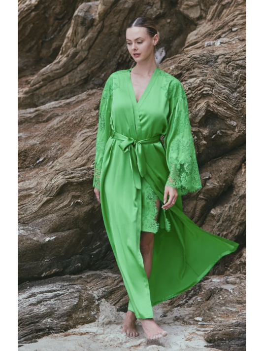 Marjolaine Long silk dressing gown APOLLINE