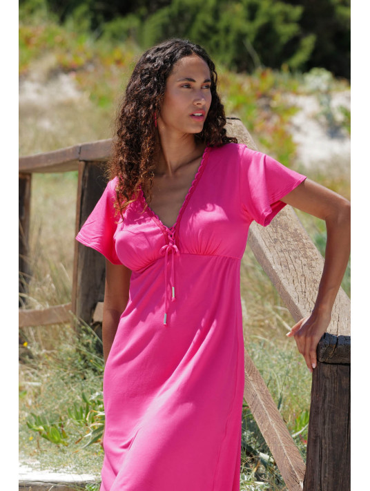 Long pink Caftan LA MODEUSE ANTIGEL