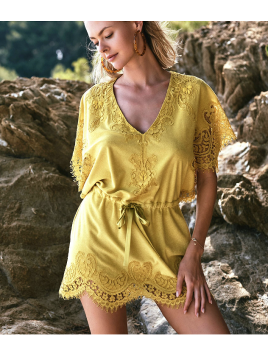 Marjolaine Robe tunique de plage citron APHRODITE