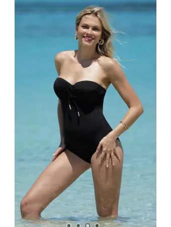 ANTIGEL Black bandeau one-piece swimsuit LA GLAM TONIQUE