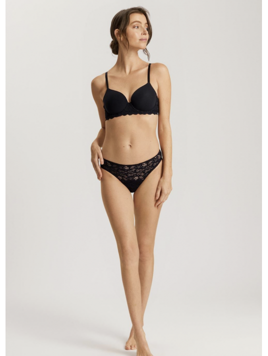 Hanro Culotte dentelle coton noir MOMENTS