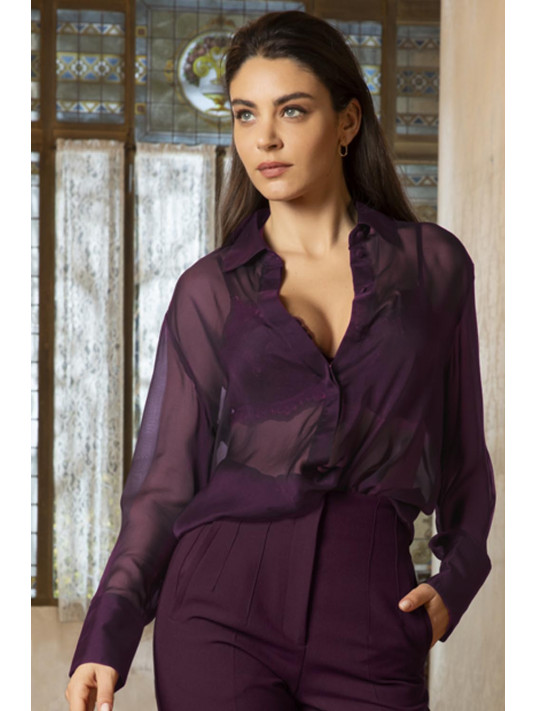 Lise Charmel purple Silk shirt transparent VARIATION DESIR