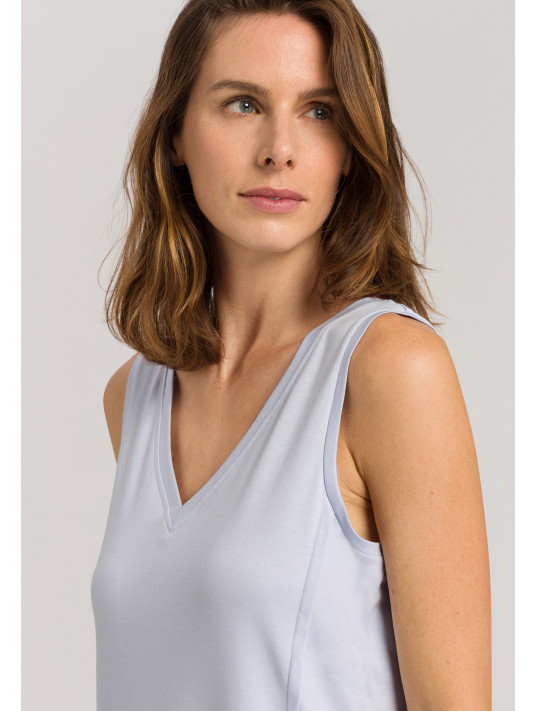 Hanro Chemise de nuit sans manches bleu PURE ESSENCE