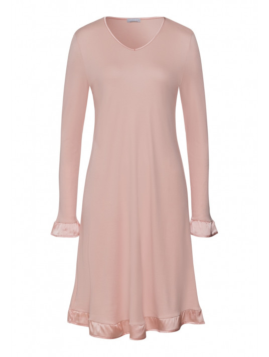 HANRO Powder pink long-sleeved nightdress CLAIRE