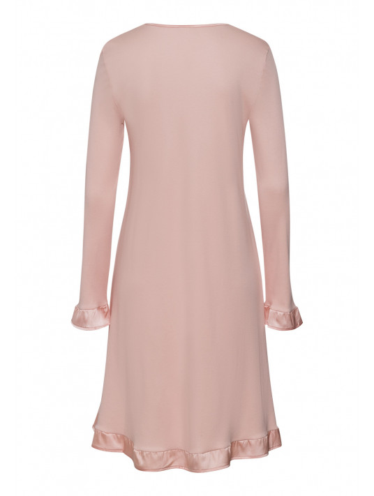 HANRO Powder pink long-sleeved nightdress CLAIRE