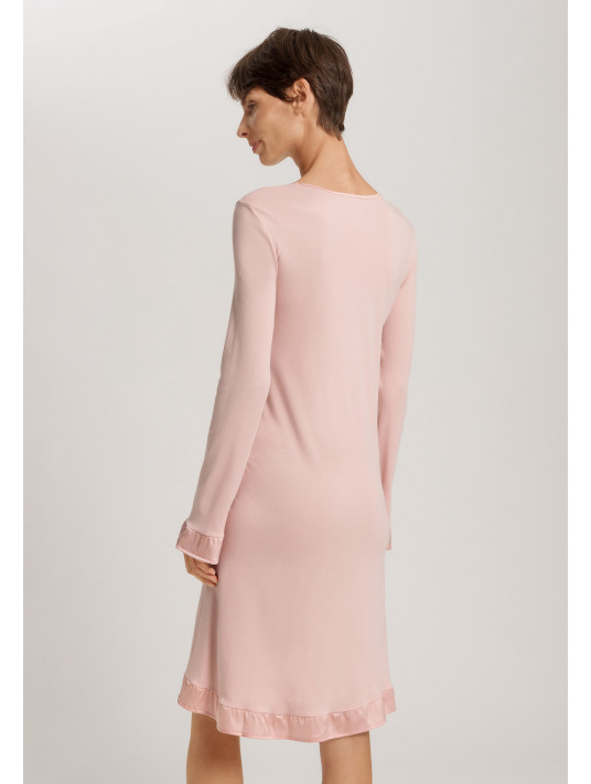 HANRO Powder pink long-sleeved nightdress CLAIRE