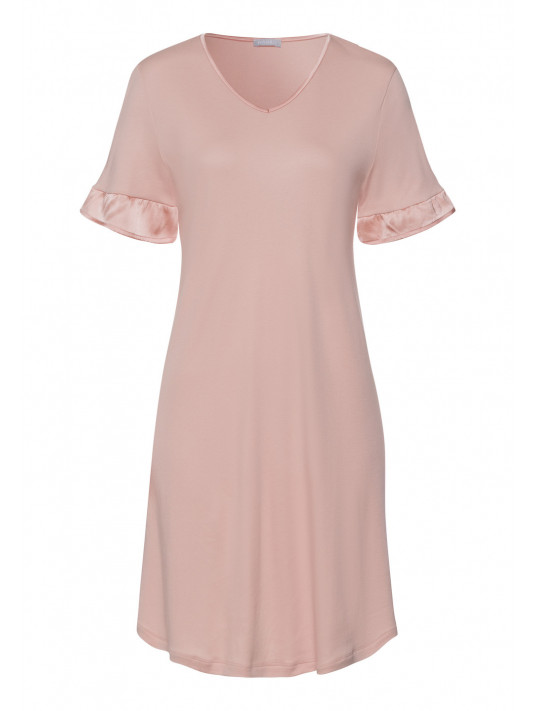 HANRO Powder pink short-sleeved nightgown CLAIRE