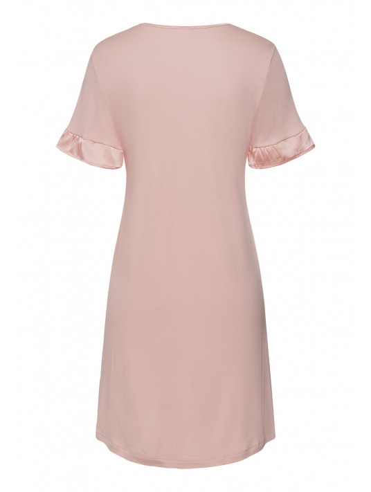 HANRO Powder pink short-sleeved nightgown CLAIRE