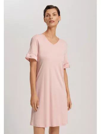HANRO Chemise de nuit manches courtes rose CLAIRE