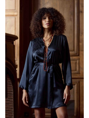 MARJOLAINE Short silk dressing gown BACCARAT