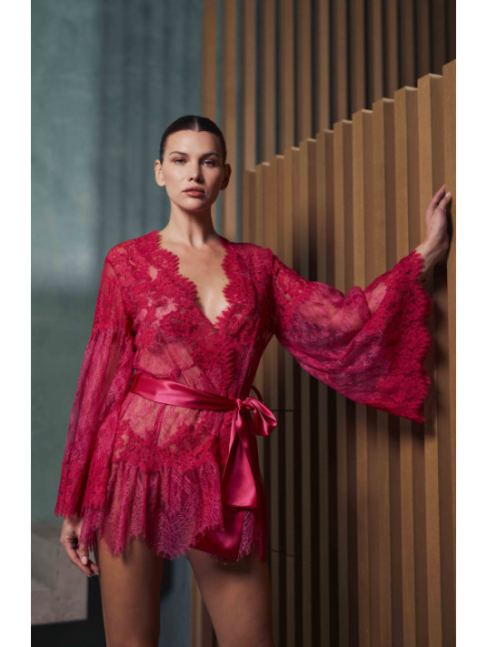 MARJOLAINE Pink lace kimono BROOKE