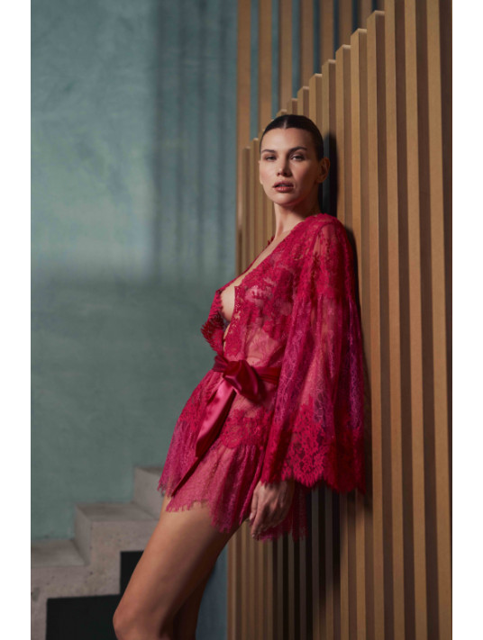 MARJOLAINE Pink lace kimono BROOKE
