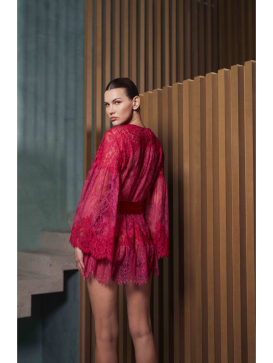 MARJOLAINE Pink lace kimono BROOKE