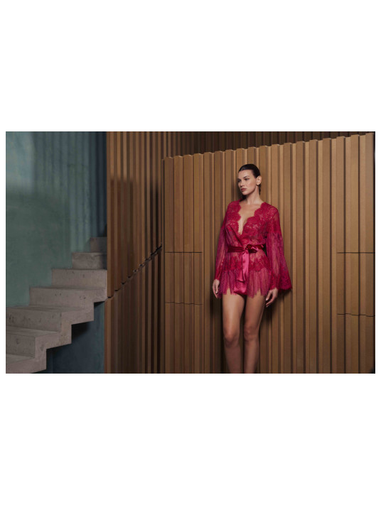 MARJOLAINE Pink lace kimono BROOKE