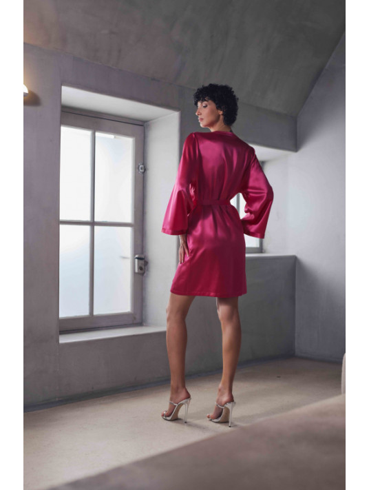 MARJOLAINE Short pink silk kimono BROOKE