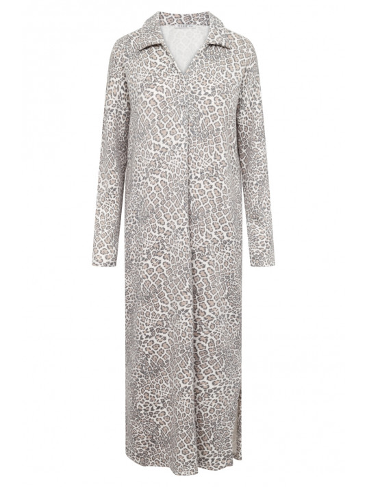 FÉRAUD Long Leopard Print Loungewear Dress