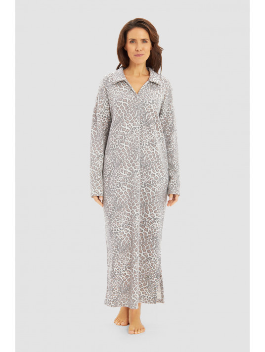 FÉRAUD Long Leopard Print Loungewear Dress