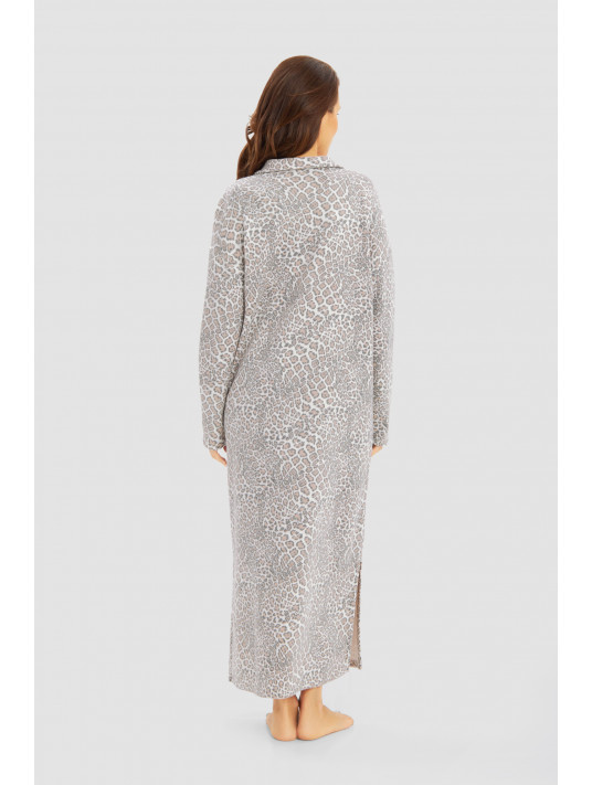 FÉRAUD Long Leopard Print Loungewear Dress