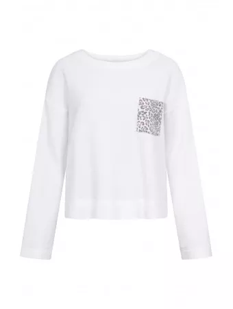 FÉRAUD White Loungewear Top with Leopard Print