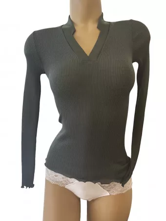 Oscalito Pull bosco col en V LAINE ET SOIE