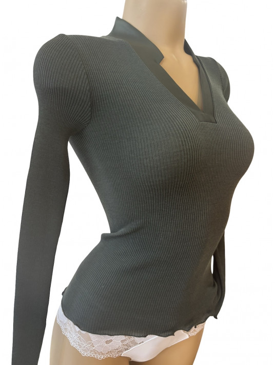 Oscalito Long-sleeved bosco top WOOLEN SILK