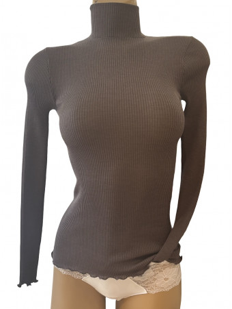 Oscalito Pull col montant taupe LAINE ET SOIE