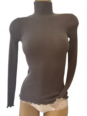 Oscalito Pull col montant taupe LAINE ET SOIE