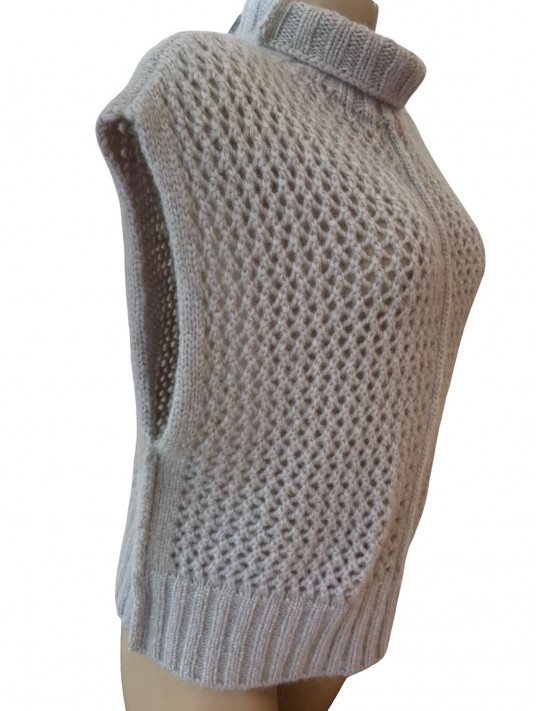 Oscalito Pull sans manche beige laine et Alpaga