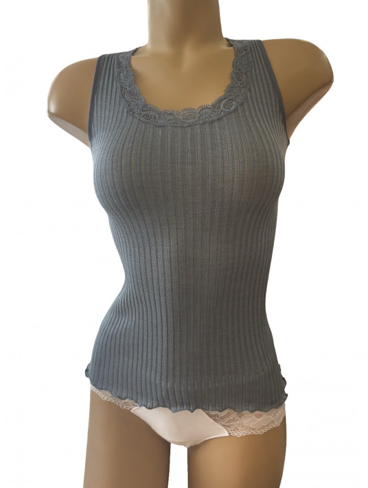 oscalito Top bleu gris LAINE ET SOIE