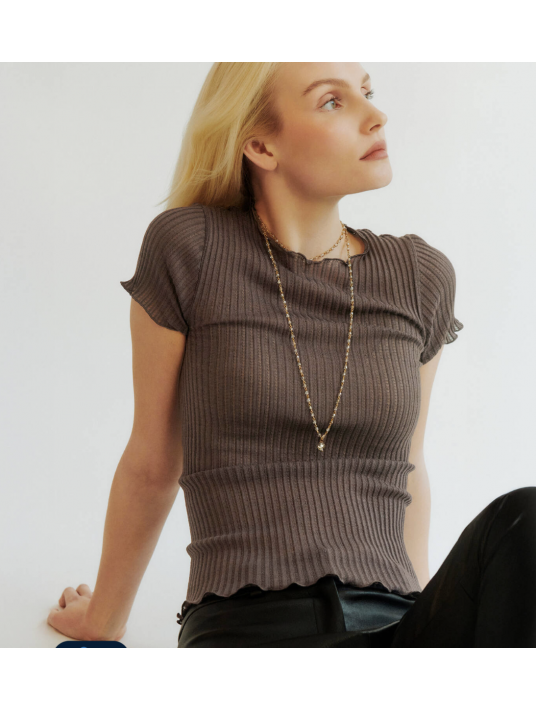 oscalito T shirt taupe LAINE ET SOIE