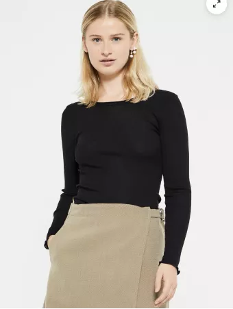 Oscalito long-sleeved black top LAINE ET SOIE