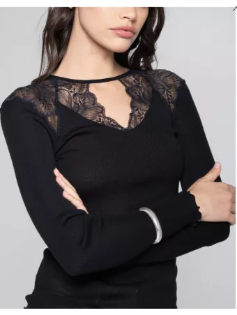 oscalito Top dentelle noir LAINE ET SOIE 7612 noir